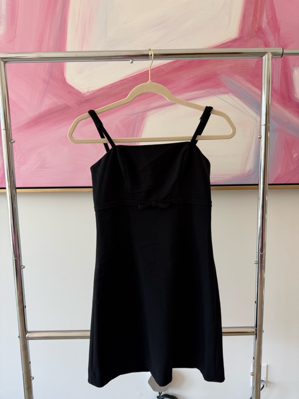 French Connection Black Mini Dress with Bow Detail, size 0